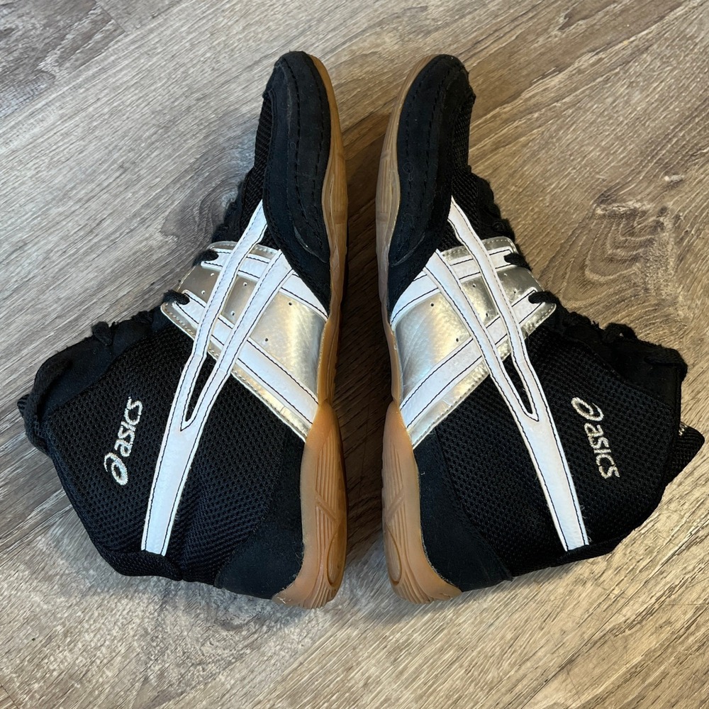 ASICS Matflex 4 Wrestling Shoes Black Silver Metallic J902Y Mens Size 9 EU 42.5